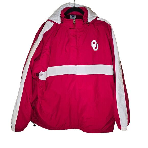 Vintage Ncaa OU Oklahoma Sooners College Football Pullover 1/4 Zip Jacket Large - Picture 1 of 9